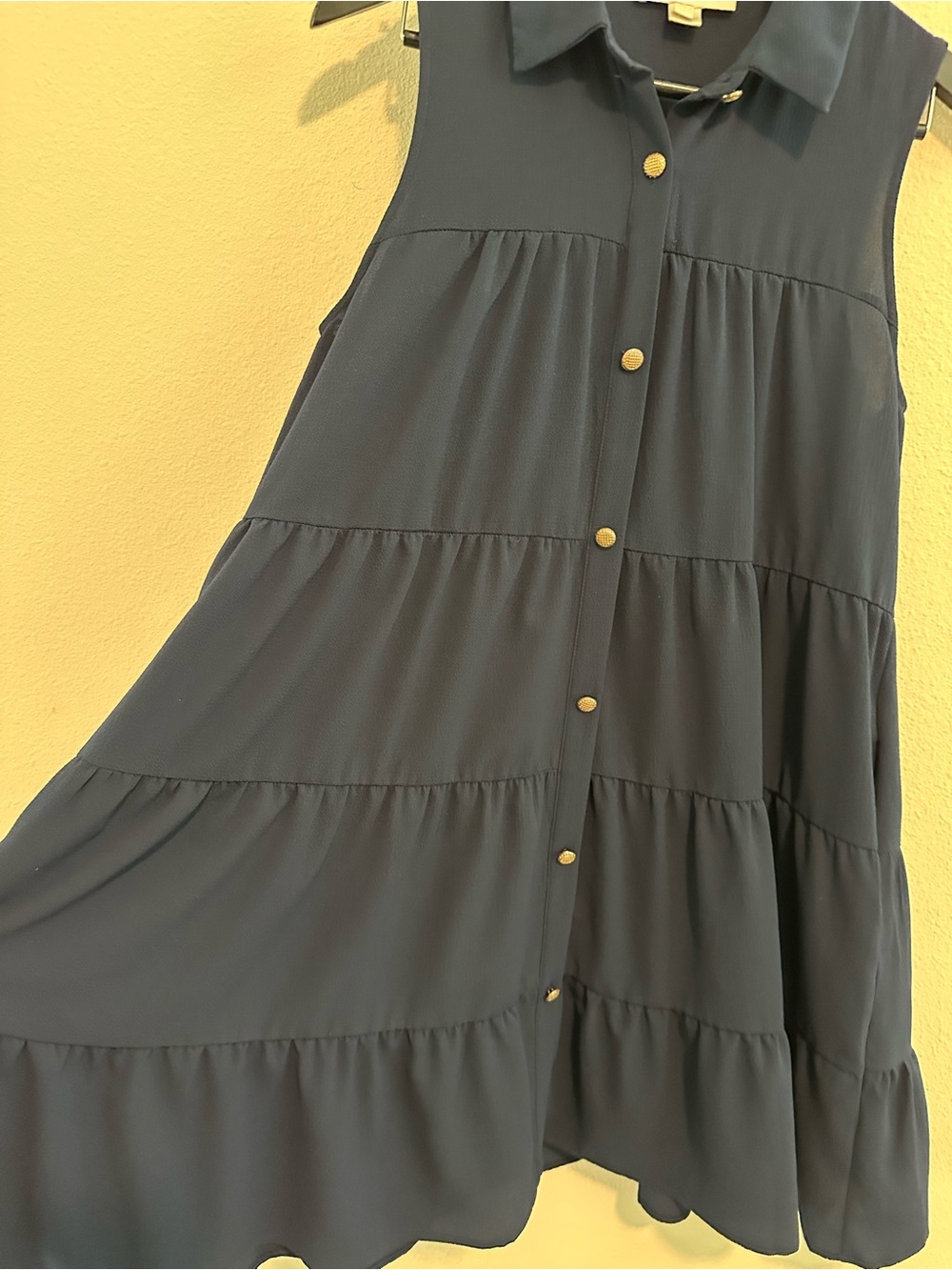 Monteau Navy Sleeveless Tiered Button-Front - Picture 4 of 4